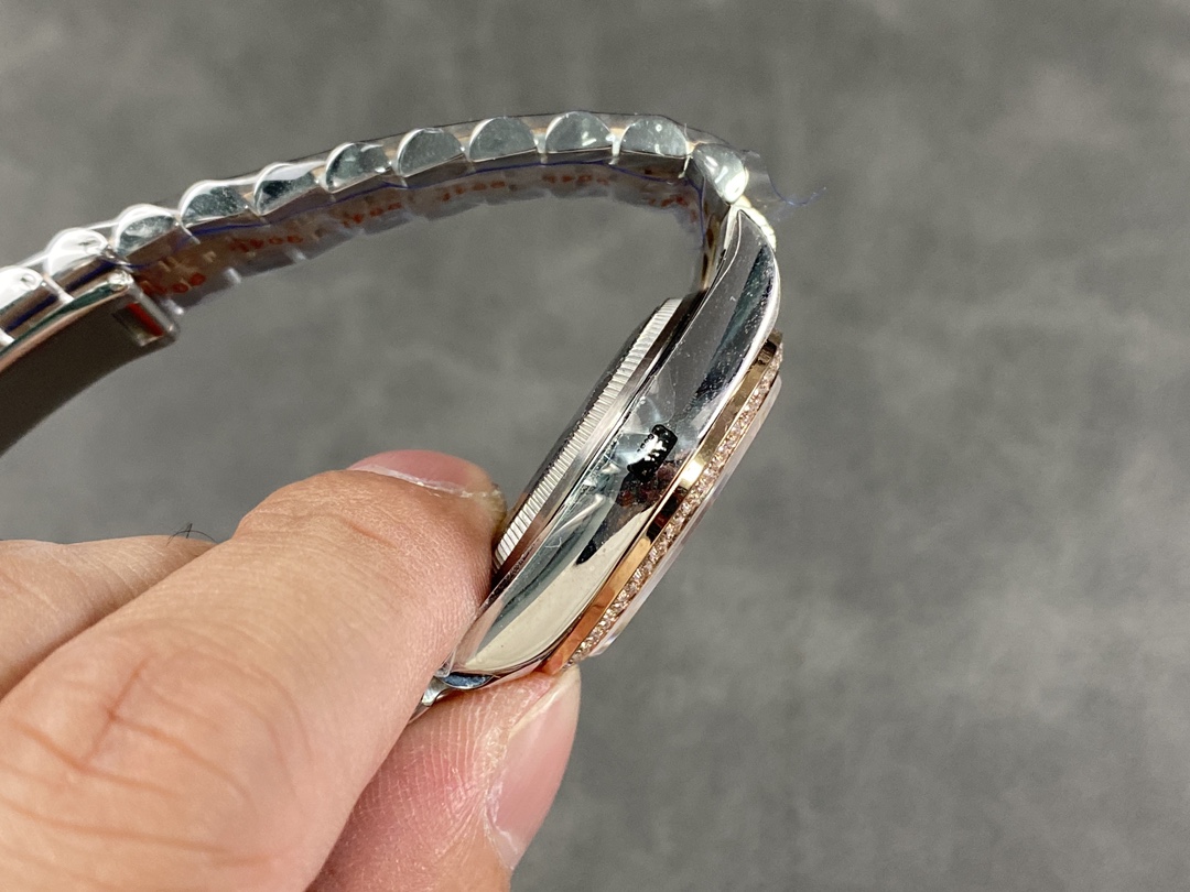 Rolex Datejust 31 Rose Gold Silver Floral Motif Diamond Dial Diamond Bezel m278381rbr 0032