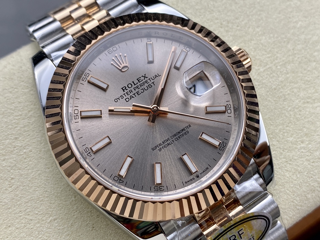 Rolex Datejust 41mm Two Tone Rose Gold Jubilee Band Sundust Index Dial 126331 0010