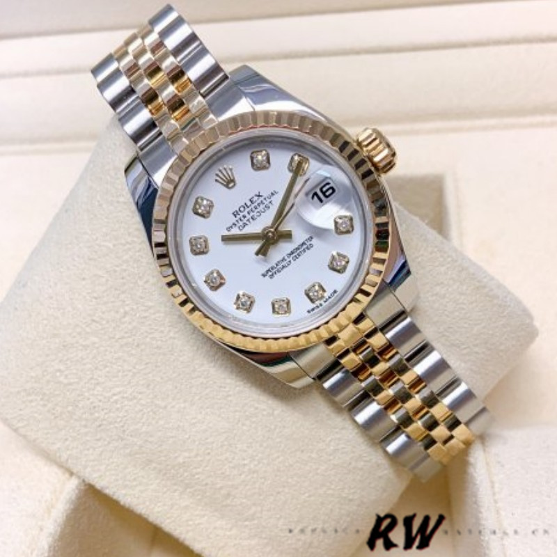 Rolex Datejust 179173 White Diamond Dial Fluted Bezel 26MM Lady Replica Watch