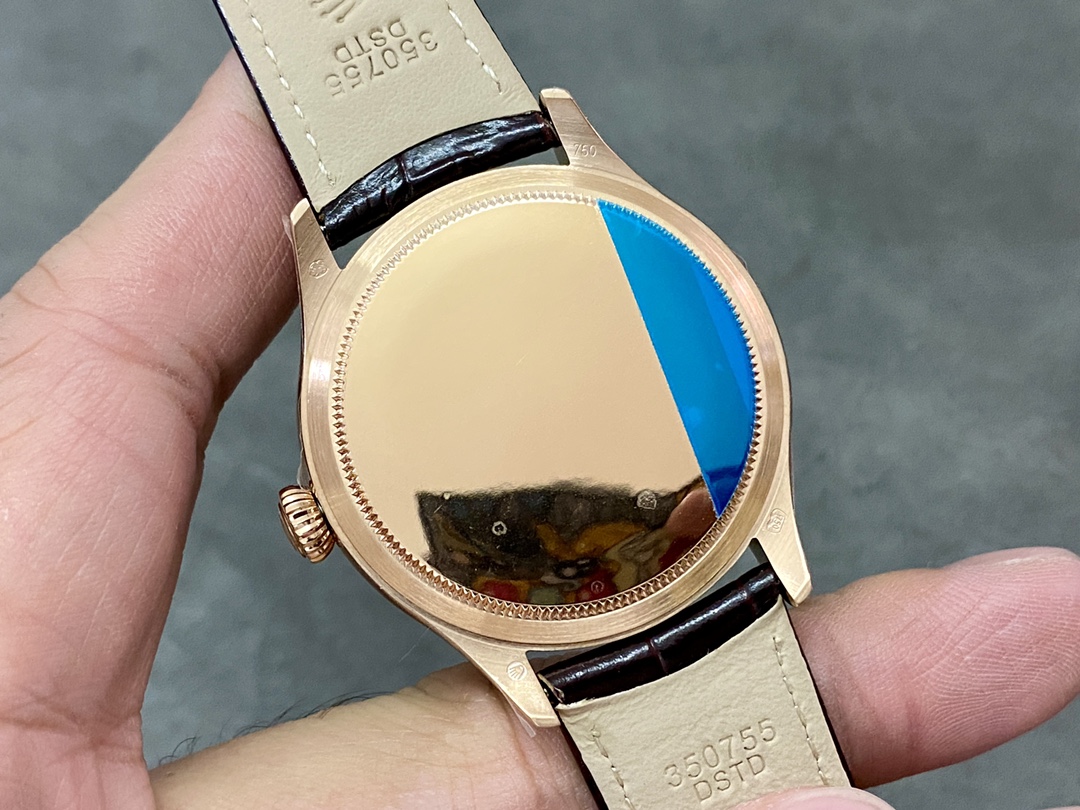 Rolex Cellini Date 50515 Brown Leather Black Index Dial 39mm Mens Replica Watch