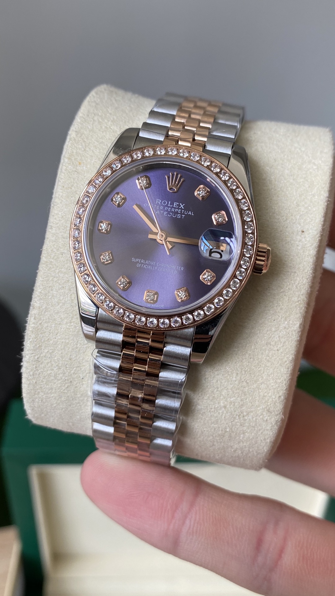 Rolex Datejust 28mm Everose Gold m279381rbr 0015 Aubergine Diamond Lady Watch