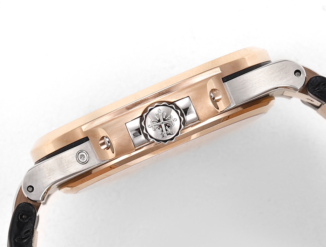 Patek Philippe Nautilus Moon Phases Rose & White Gold Slate Grey Dial 5712GR 001