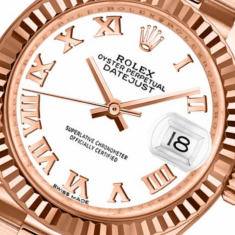 Rolex Datejust 279175 White Roman Numeral Dial Fluted Bezel 28mm Lady Replica Watch