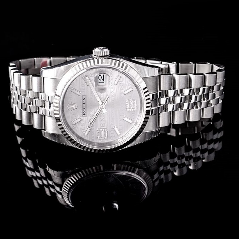 Rolex Datejust 116234-0159 Rhodium Wave Diamond Dial 36mm Unisex Replica Watch