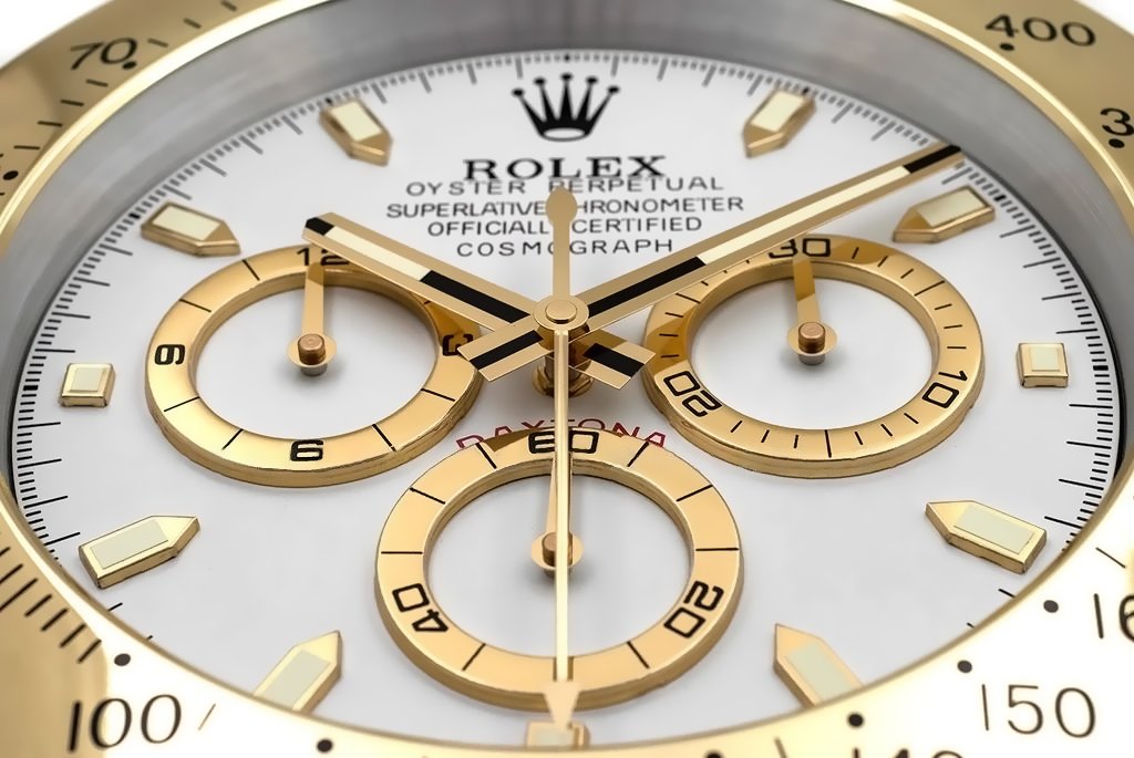 Rolex Daytona Gold & White Wall clock