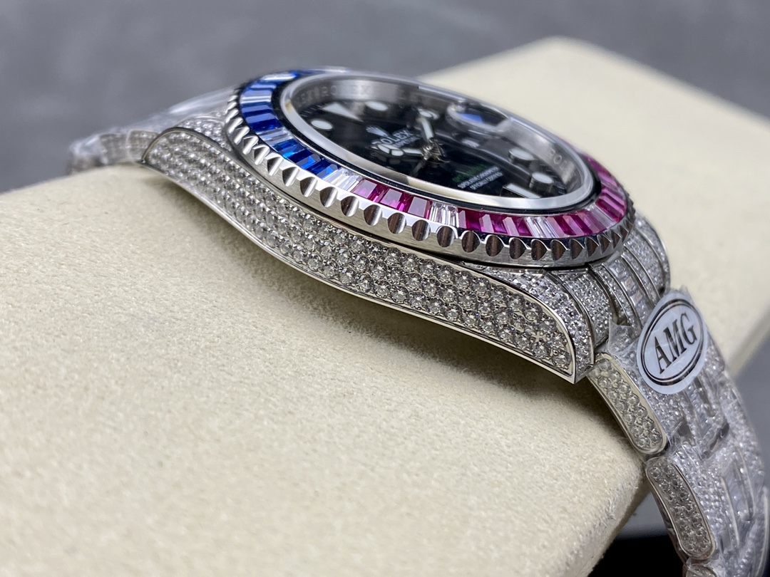 Rolex GMT Master AMG 126710BLRO 40mm With Dual Time & Sapphire Mirror Diamond Watch