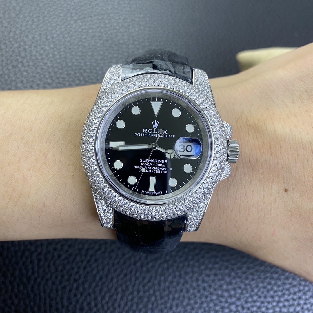 Rolex Submariner Diamond Case Black Dial 116610 40MM Men's Watch