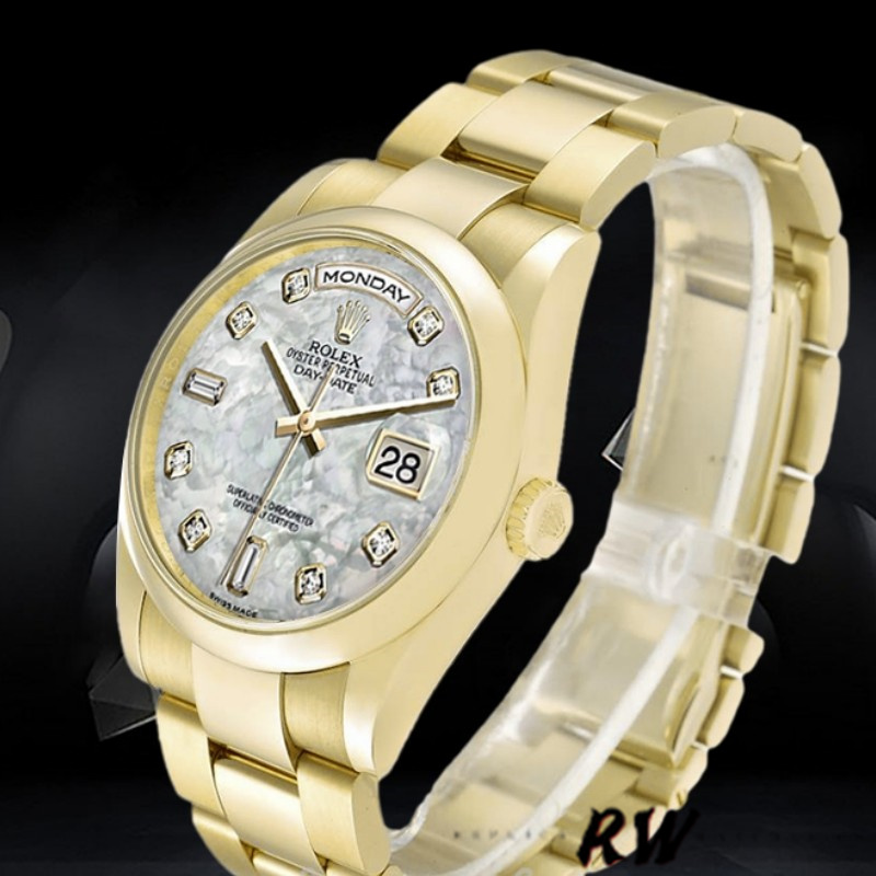 Rolex Day-Date 118208 Mother of Pearl Diamond Dial 36mm Unisex Replica Watch