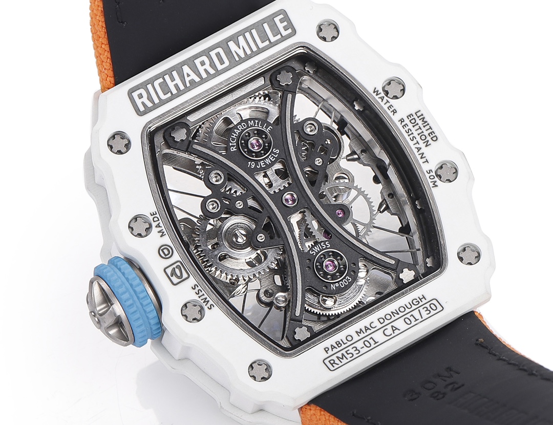 Richard Mille RM053-01 Pablo MacDonough Skeleton Dial Orange Fabric Strap