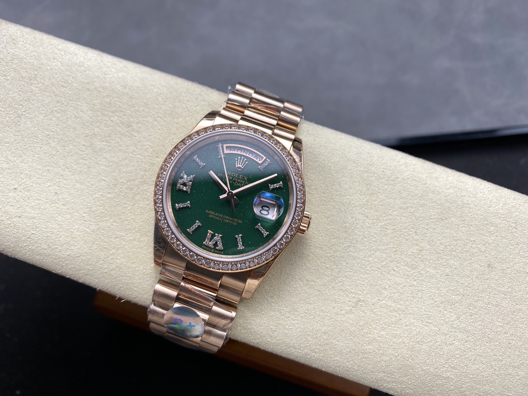 Rolex Day Date Oyster 36 mm Everose Gold Diamonds Bezel M128345RBR 0068