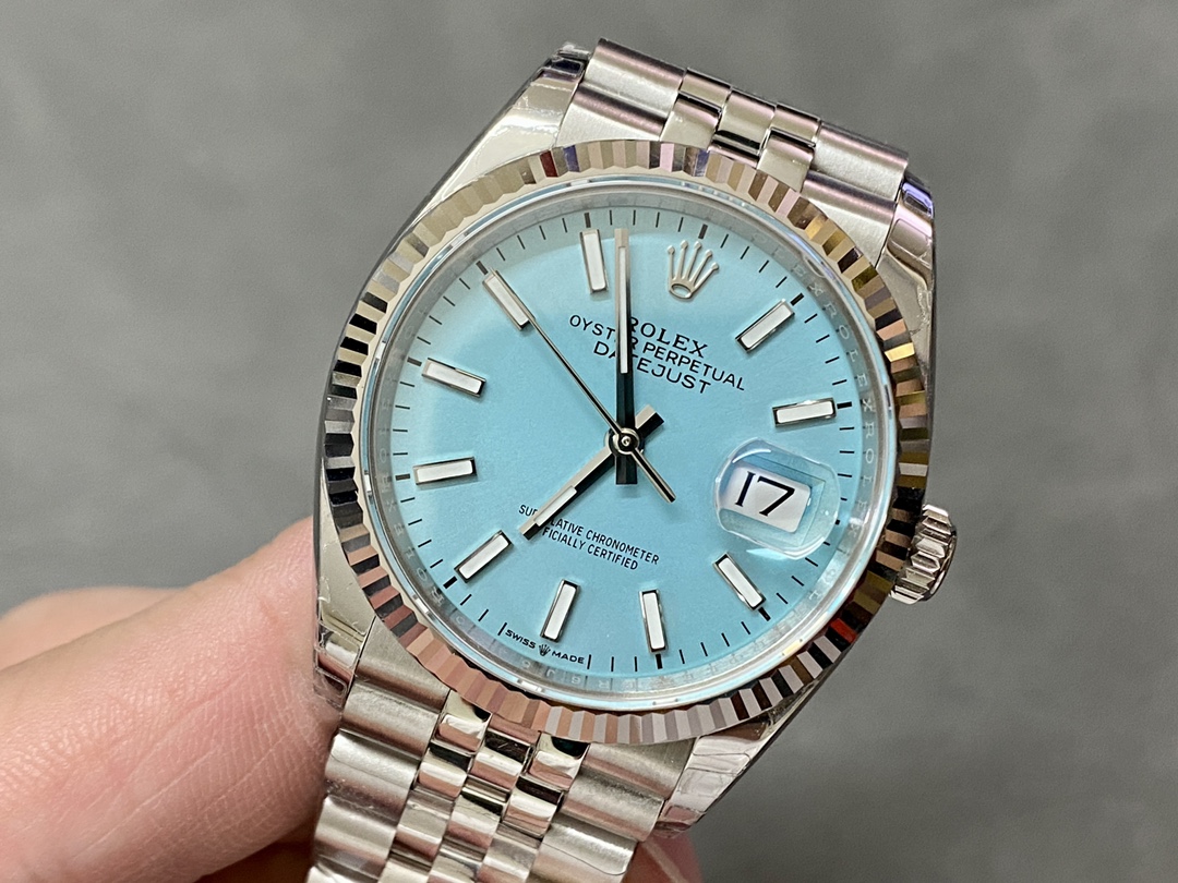 Rolex Datejust 126234 Blue Index Dial Fluted Bezel 36MM Unisex Replica Watch