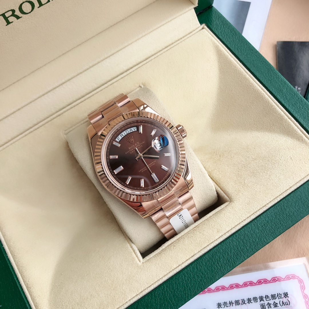 Rolex Day-Date 118235 Everose Gold Case Chocolate Dial 36mm Unisex Replica Watch