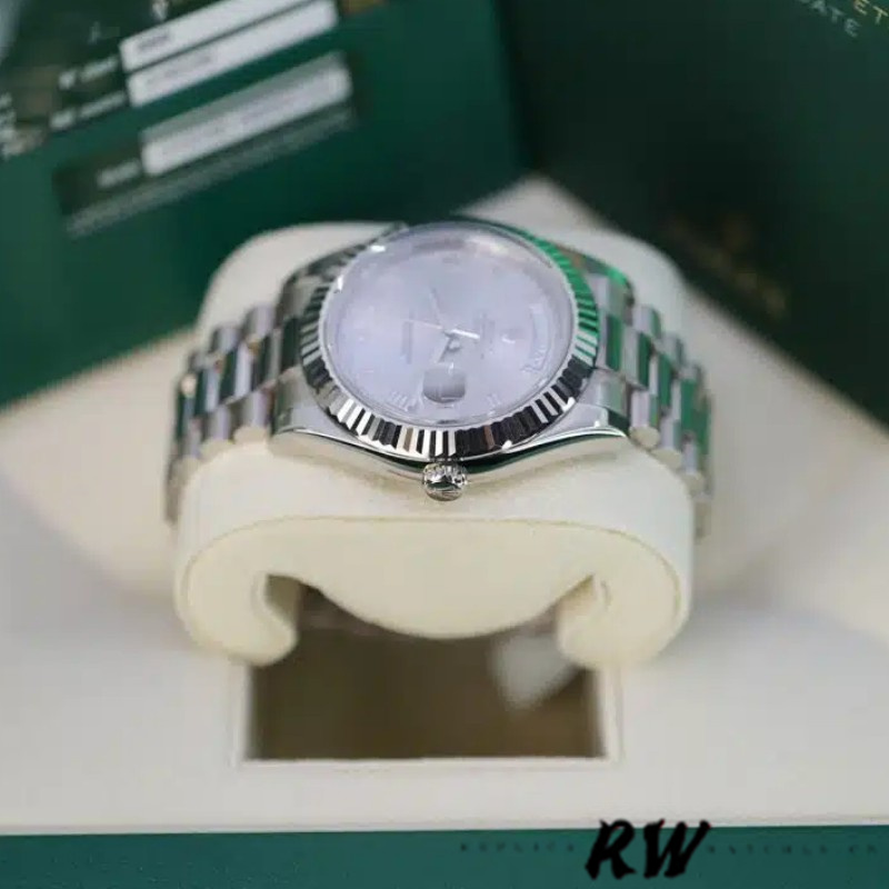 Rolex Day-Date 218239 Silver Roman Numerals Dial White Gold 41MM Mens Replica Watch