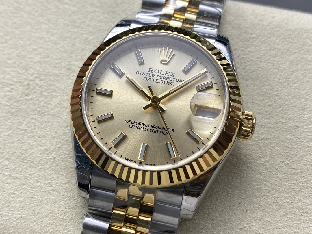 Rolex Datejust 36MM 126233 0015 Champagne Index Dial Fluted Bezel Unisex Replica Watch