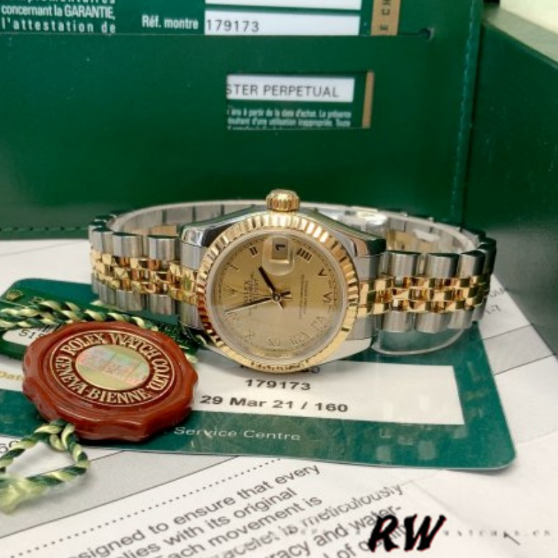 Rolex Datejust 179173 Champagne Roman Numeral Dial 26MM Lady Replica Watch