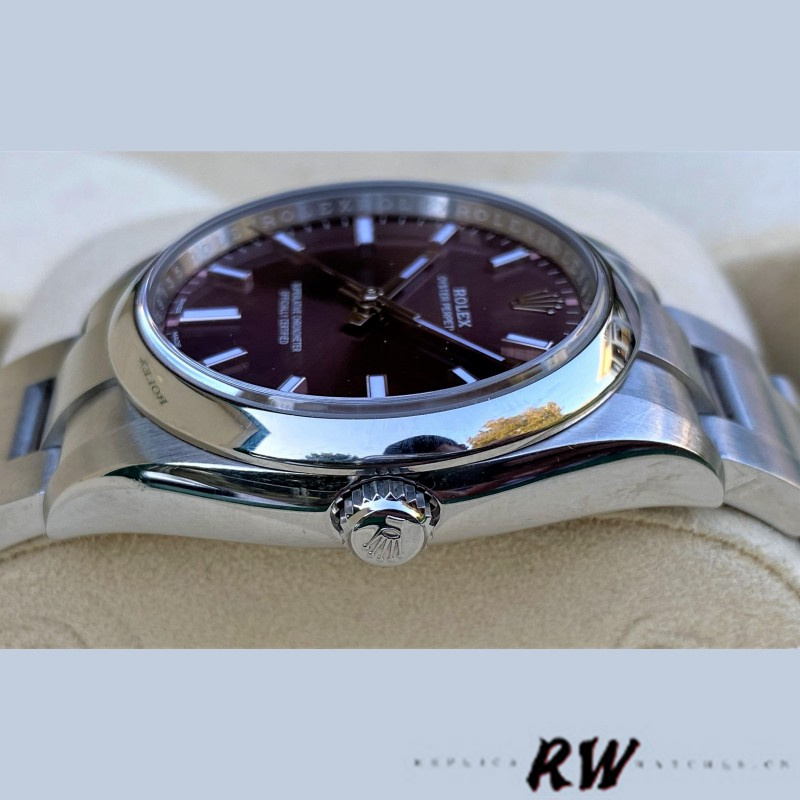 Rolex Oyster Perpetual Air-King 114200 Grape Red Index Dial 34mm Unisex Replica watch