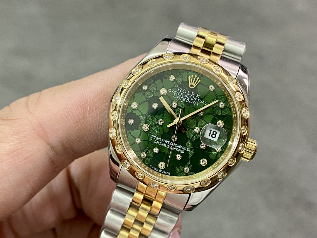Rolex Datejust 31mm 278343RBR 0032 Green Floral Motif Dial Yellow Rolesor Jubilee Ladies Watch