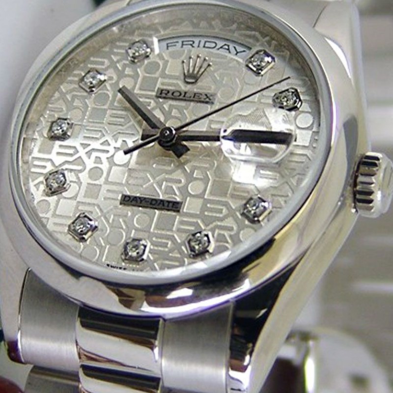 Rolex Day-Date 118206 Jubilee Silver Dial Diamonds 36mm Unisex Replica Watch