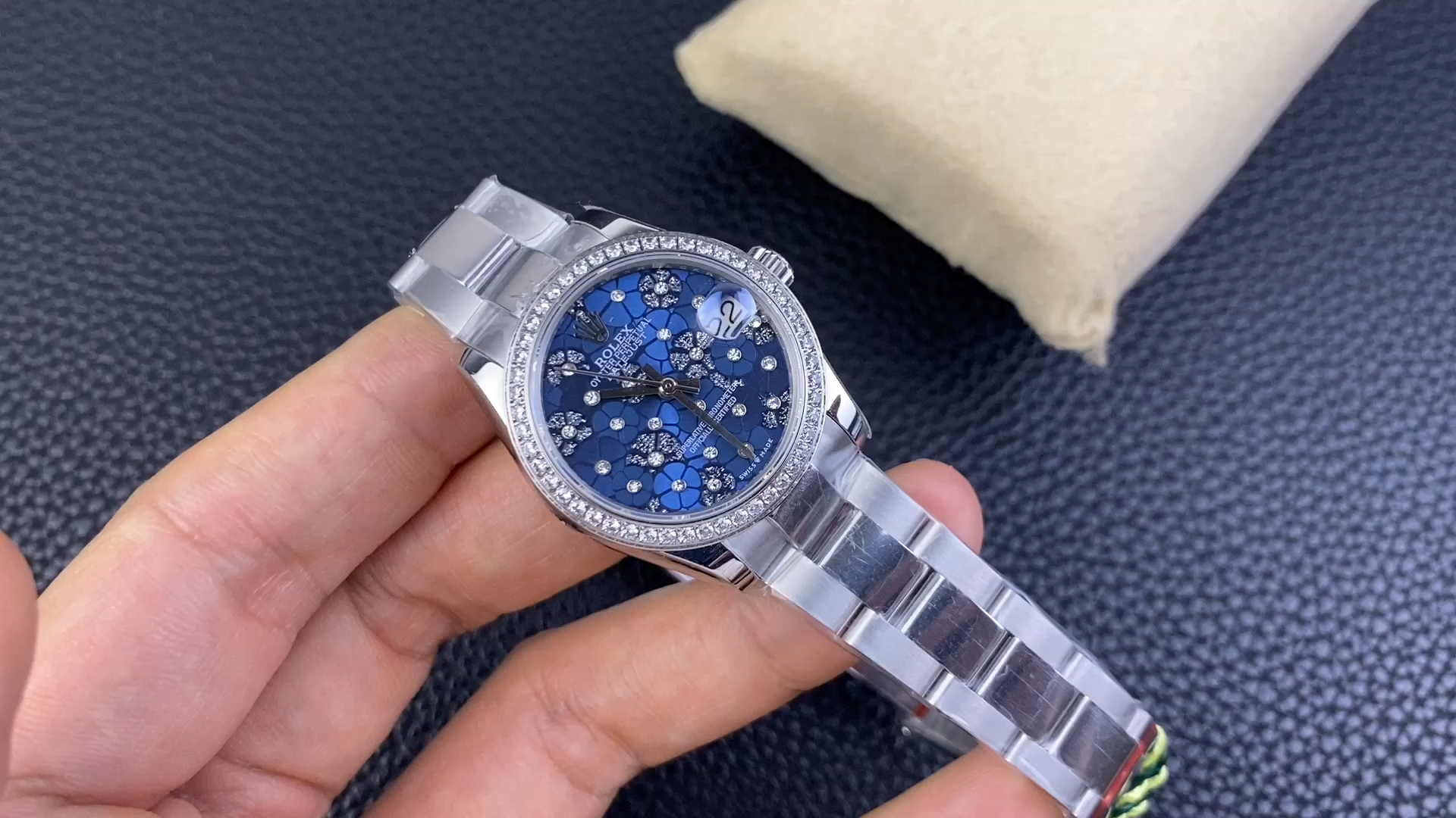 Rolex Datejust 31 Azzurro Blue Floral Motif with Diamonds Steel M278384RBR 0039 Ladies Watch
