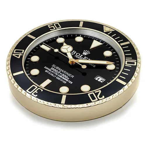 Rolex Submariner Black & Gold Wall Clock