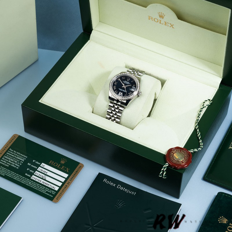 Rolex Datejust 178384 Stainless Steel Blue Diamond Dial 31MM Lady Replica Watch