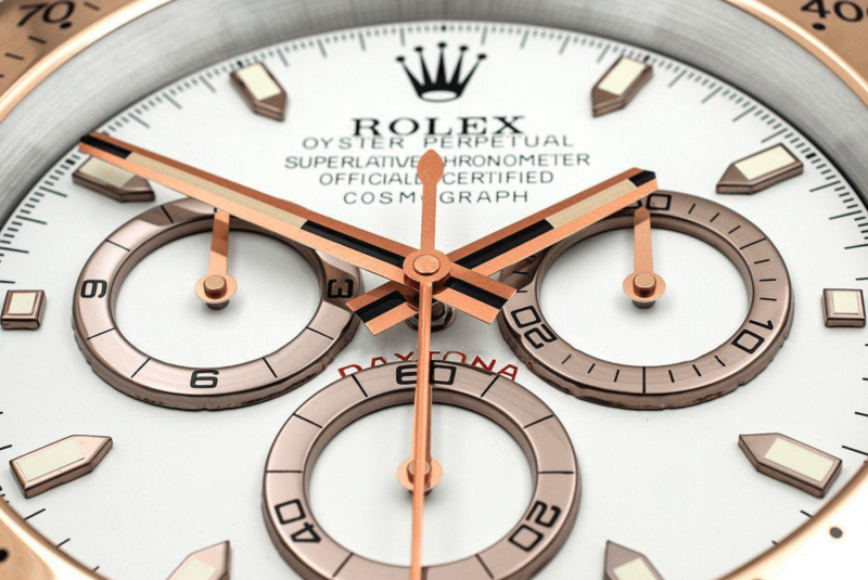 Rolex Daytona Rose Gold & White Wall Clock