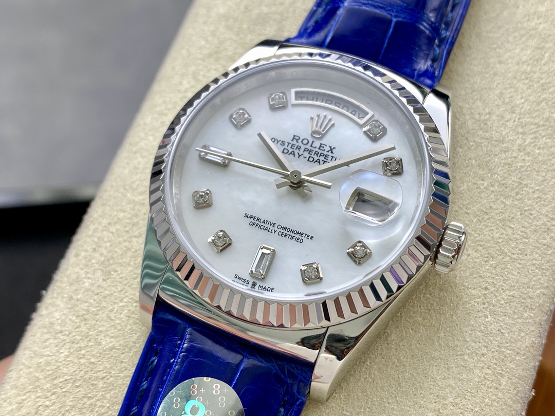 Rolex Day Date 36 White Gold Diamond Rhodium Dial 118139 0053