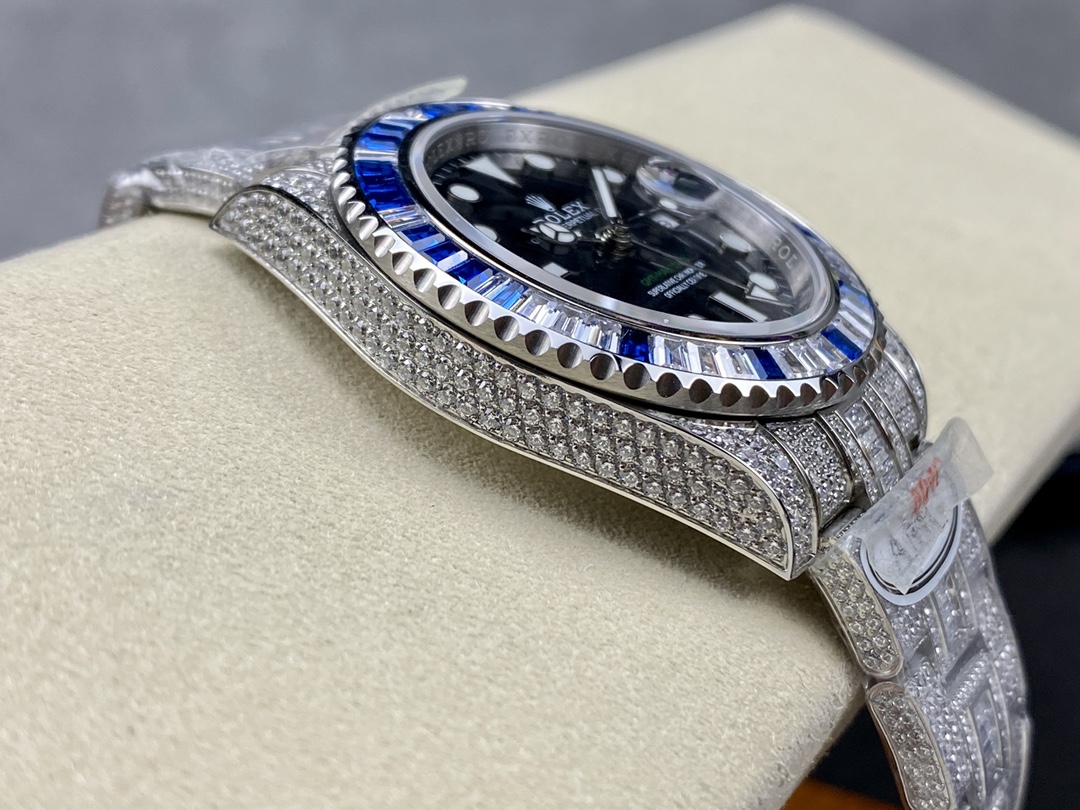 Rolex GMT Master AMG 126710BLRO 40mm With Dual Time Black Dial Diamond Watch