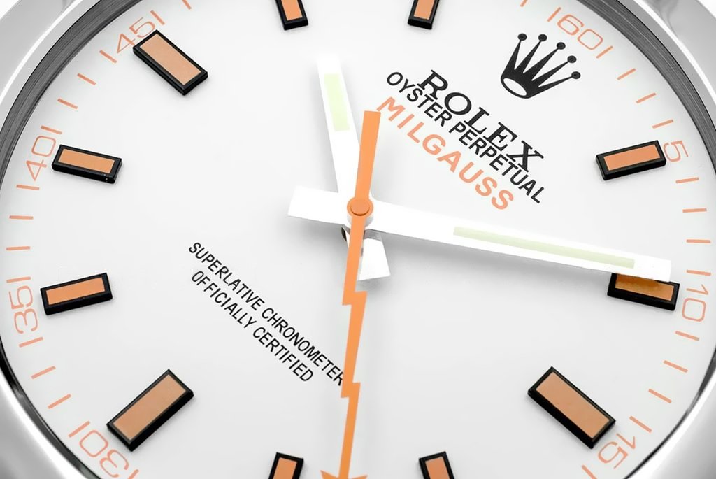 Rolex Milgauss Silver & White Wall Clock