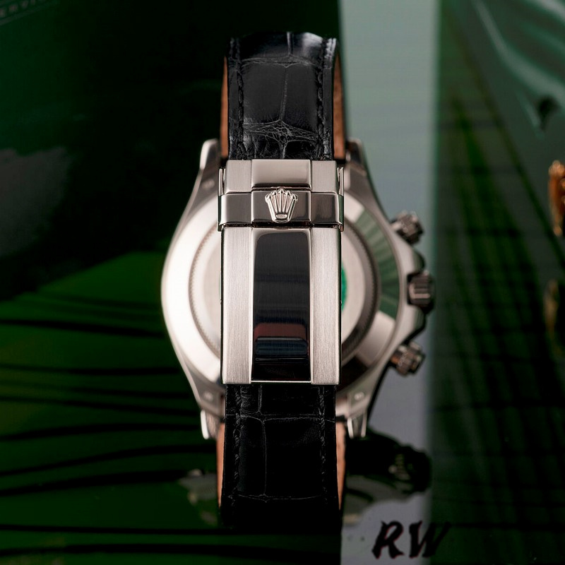 Rolex Daytona 116519 Black Alligator Leather strap silver Dial 40mm Mens Replica Watch