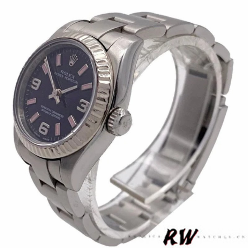 Rolex Oyster Perpetual 176234 Black Dial Fluted Bezel 26MM Lady Replica Watch