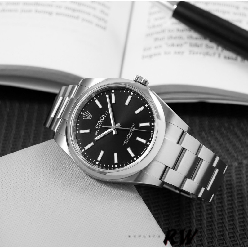 Rolex Oyster Perpetual 114300 Black Dial 39mm Mens Replica Watch