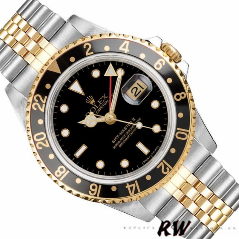Rolex GMT-Master II 16713LN Oystersteel Yellow Gold Black Dial 40MM Mens Replica Watch