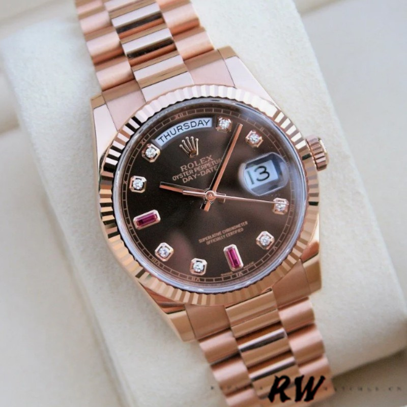 Rolex Day-Date 118235 Rose Gold Chocolate Brown Dial 36mm Unisex Replica Watch
