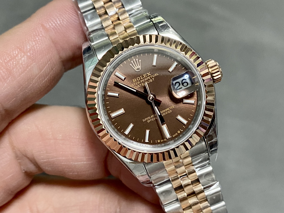 Rolex Datejust 28 Chocolate Index Steel & Rose Gold m279171 0017