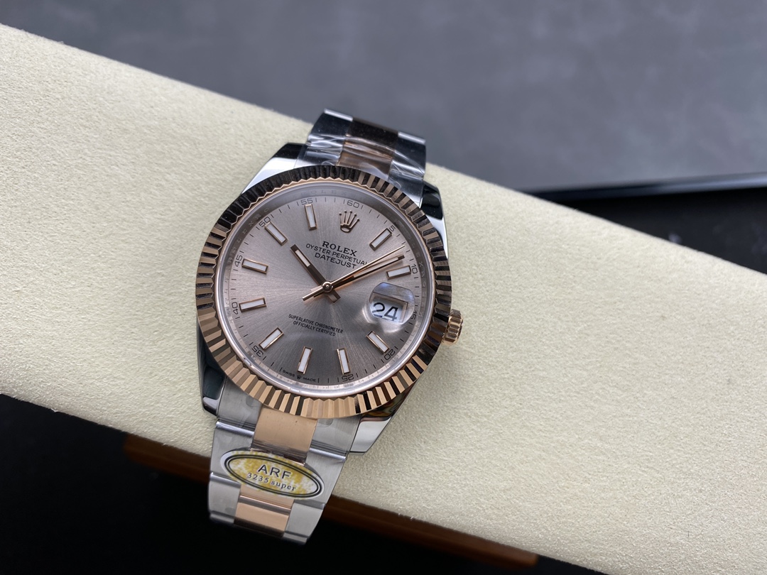 Rolex Datejust 41mm Two Tone Rose Gold Sundust Index Dial 126331 0009