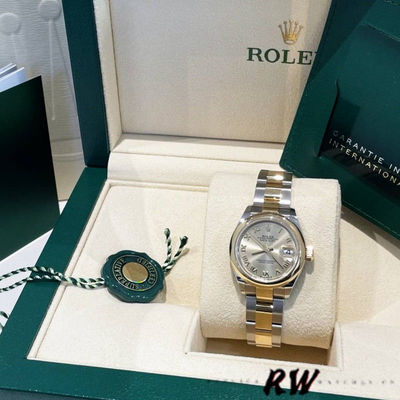 Rolex Datejust 279163 Champagne Roman Numeral Dial Domed Bezel 28mm Lady Replica Watch