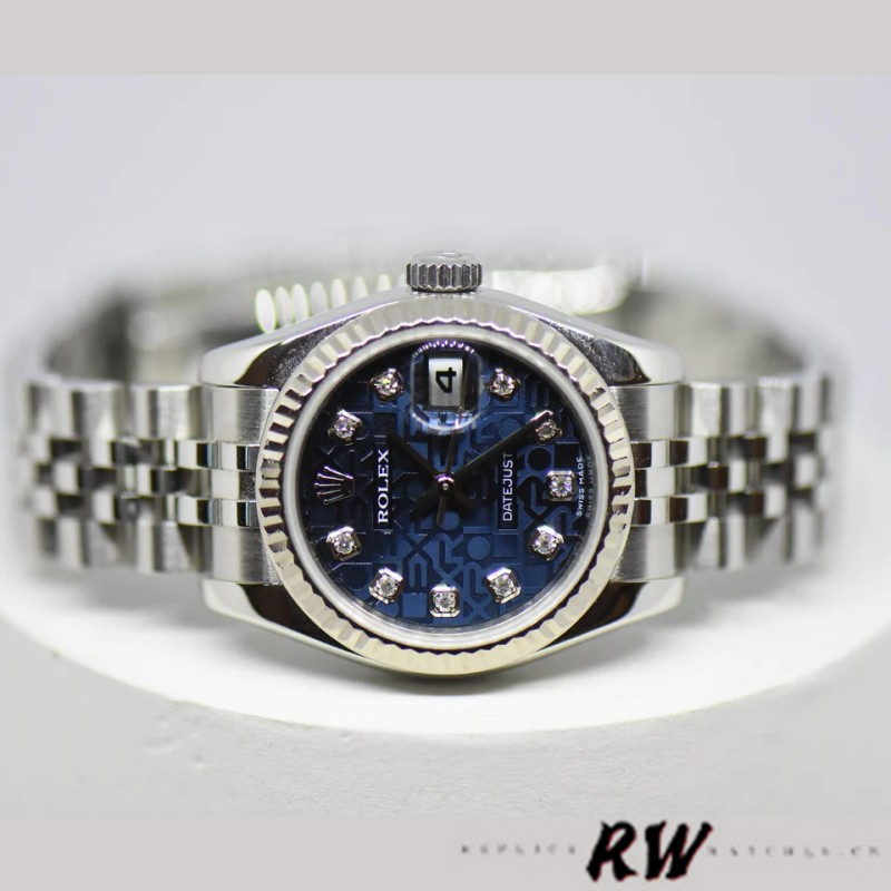 Rolex Datejust 179174 Jubilee Blue Diamond Dial Fluted Bezel 26MM Lady Replica Watch