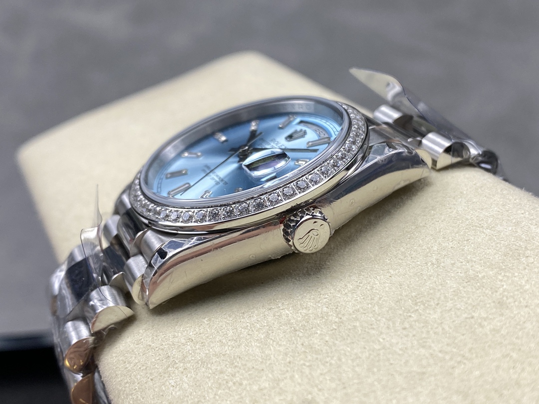 Rolex Day Date m128396tbr 0003 Platinum Ice Blue Dial 36 mm