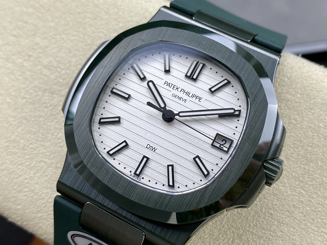 Patek Philippe Nautilus Green Rubber White Dial 5711 40MM Watch