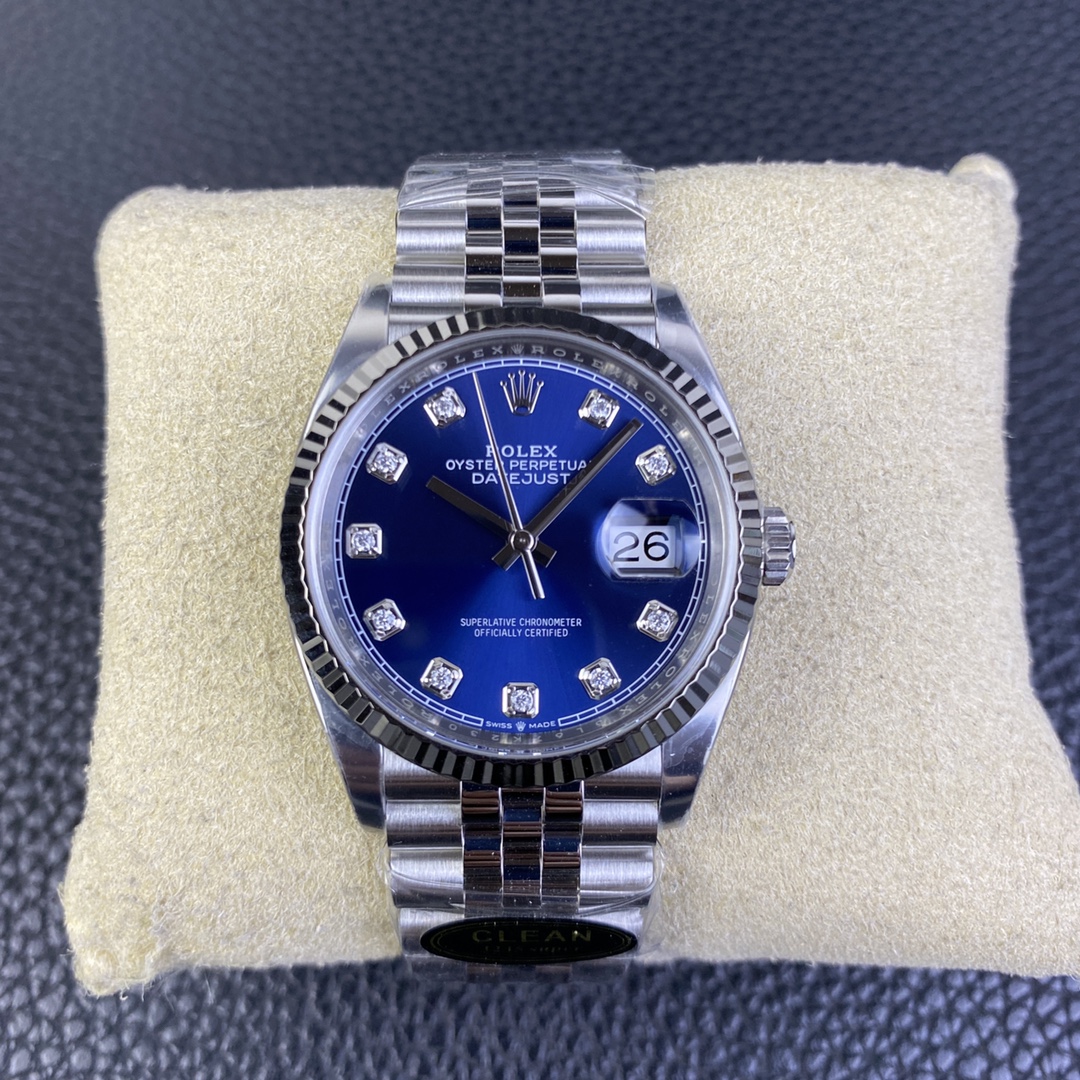Rolex Datejust 126234 Blue Diamond Dial 36MM Unisex Replica Watch