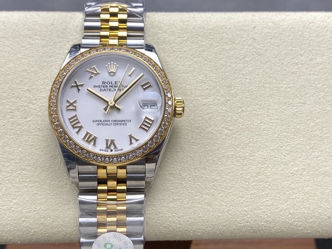 Rolex Datejust 31mm Stainless Steel and Yellow Gold 278383rbr 0002 White Roman Jubilee
