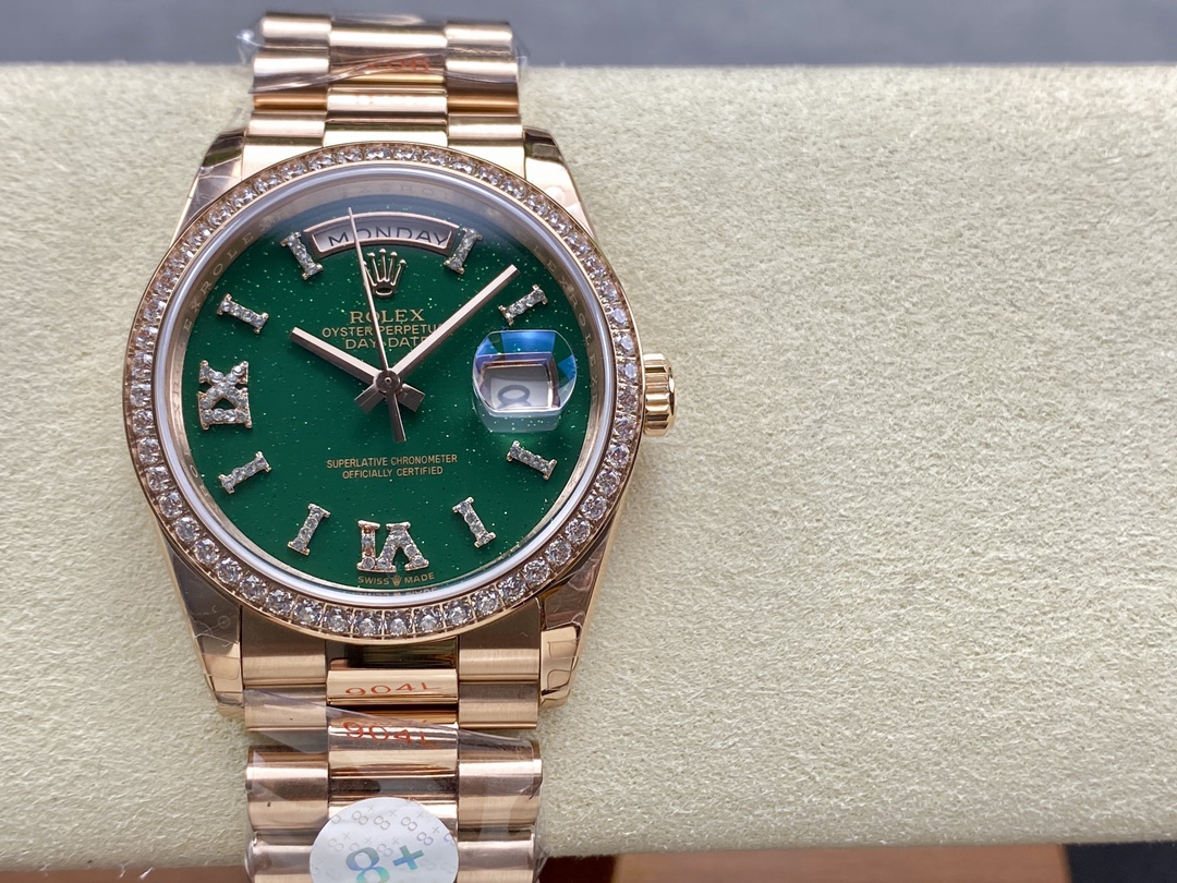 Rolex Day Date Oyster 36 mm Everose Gold Diamonds Bezel M128345RBR 0068