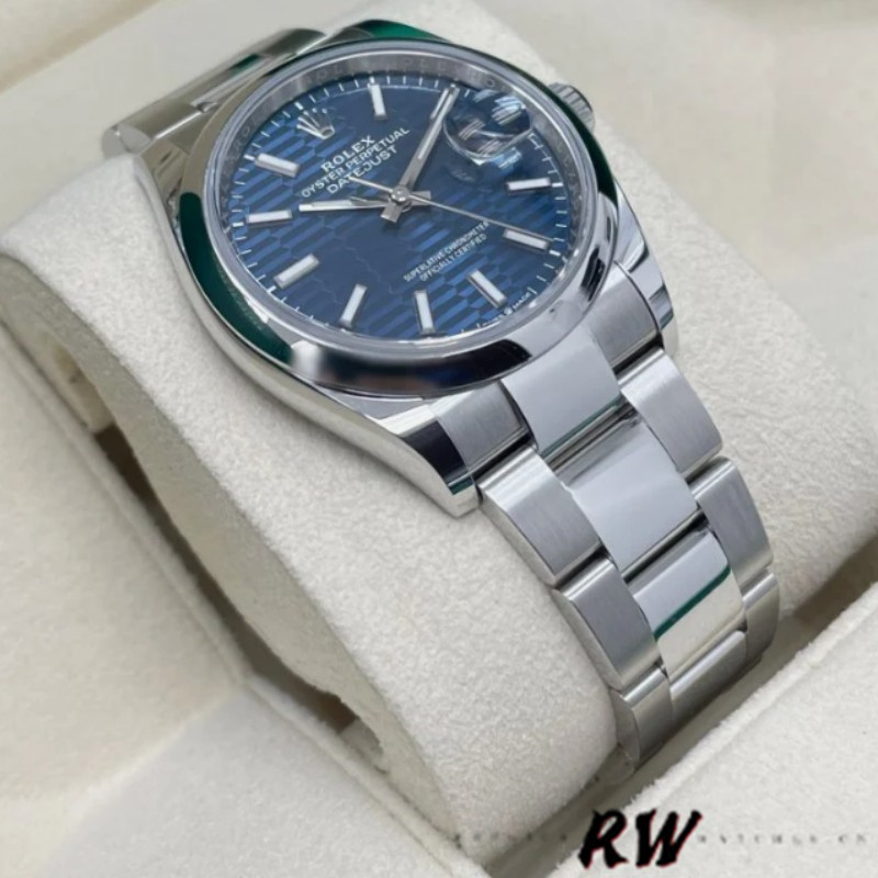 Rolex Datejust 126200 Blue Motif Wave Dial Stainless Steel 36MM Unisex Replica Watch