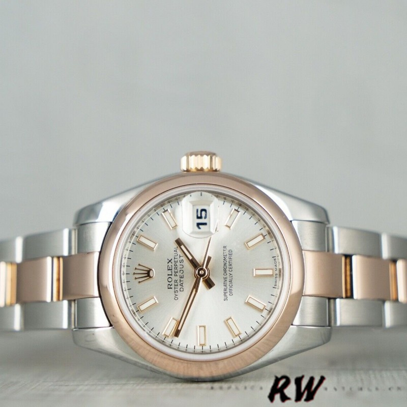 Rolex Datejust 179161 Stainless Steel and Everose Gold Silver Index Dial 26MM Lady Replica Watch