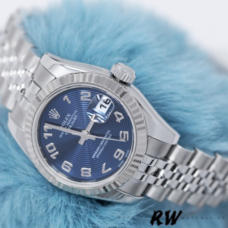 Rolex Datejust 179174 Concentric Circle Blue Dial Fluted Bezel 26MM Lady Replica Watch