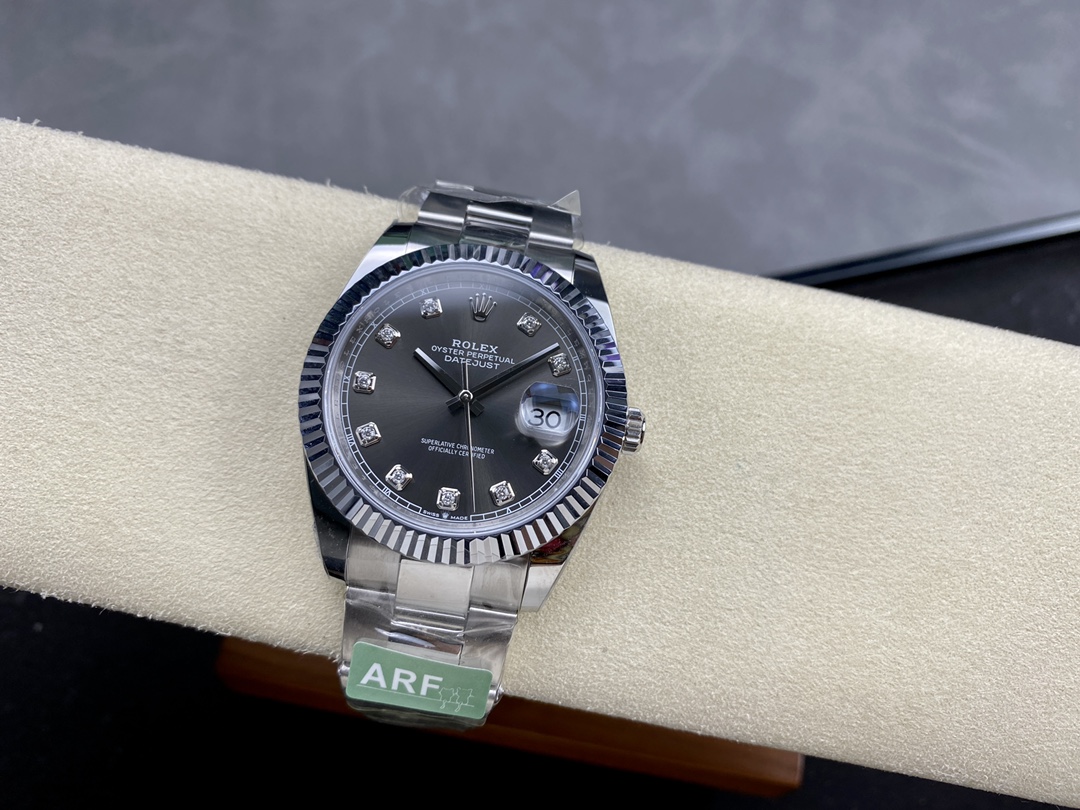 Rolex Datejust m126334 0005 Fluted Bezel Dark Rhodium Grey Dial 41MM Mens Replica Watch