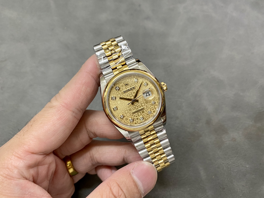 Rolex Datejust 36 Champagne Diamond 116203 0173 Women's Watch