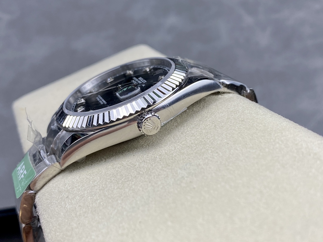 Rolex Datejust 41 Fluted Bezel Black Diamond Dial m126334 0011 Mens Replica Watch