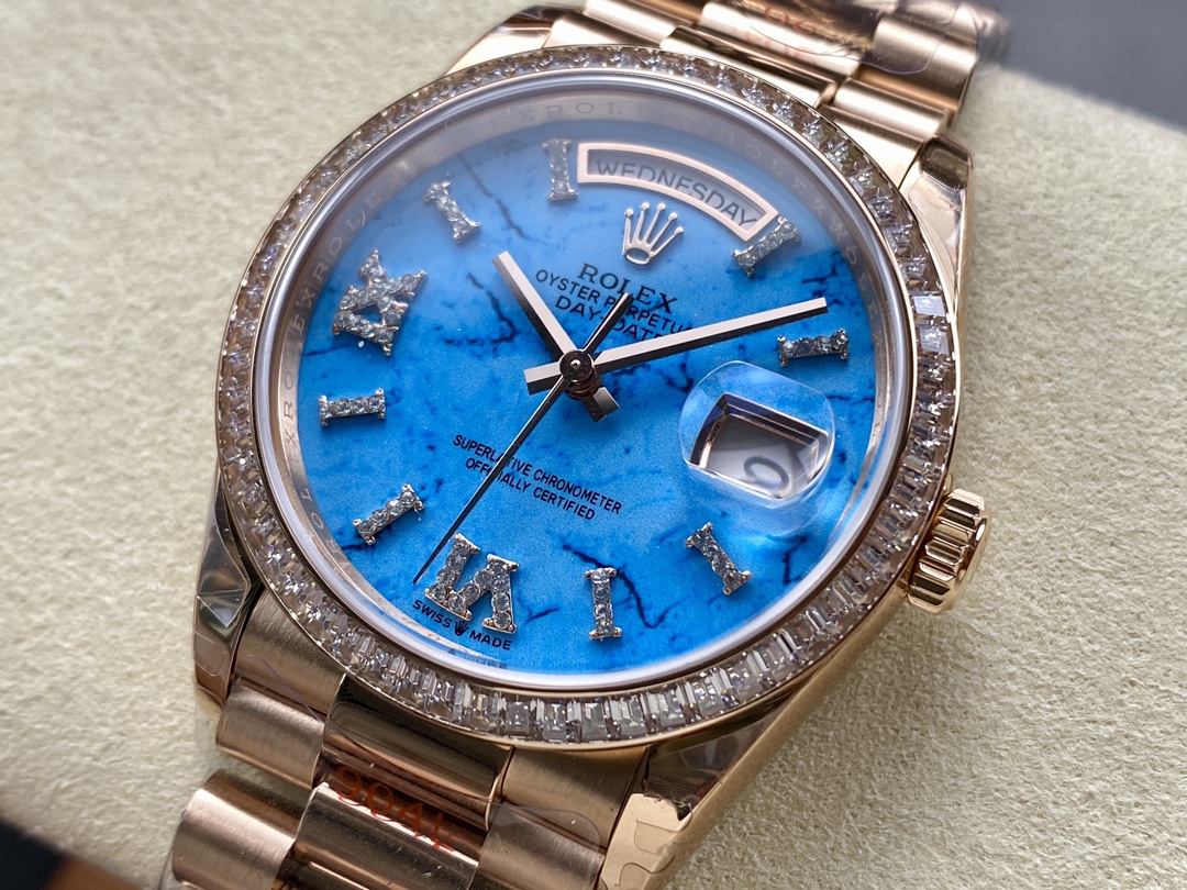 Rolex Day Date Oyster 36 mm Everose Gold Diamonds Bezel M128345RBR 0068